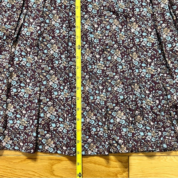 Juicy Couture Black Label Dark Purple Floral 100% Silk Pleated Dress Size Small - Picture 7 of 7